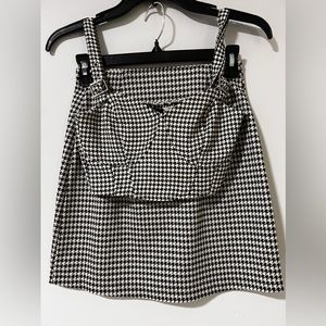 2 piece checkered black and white corset top and skirt